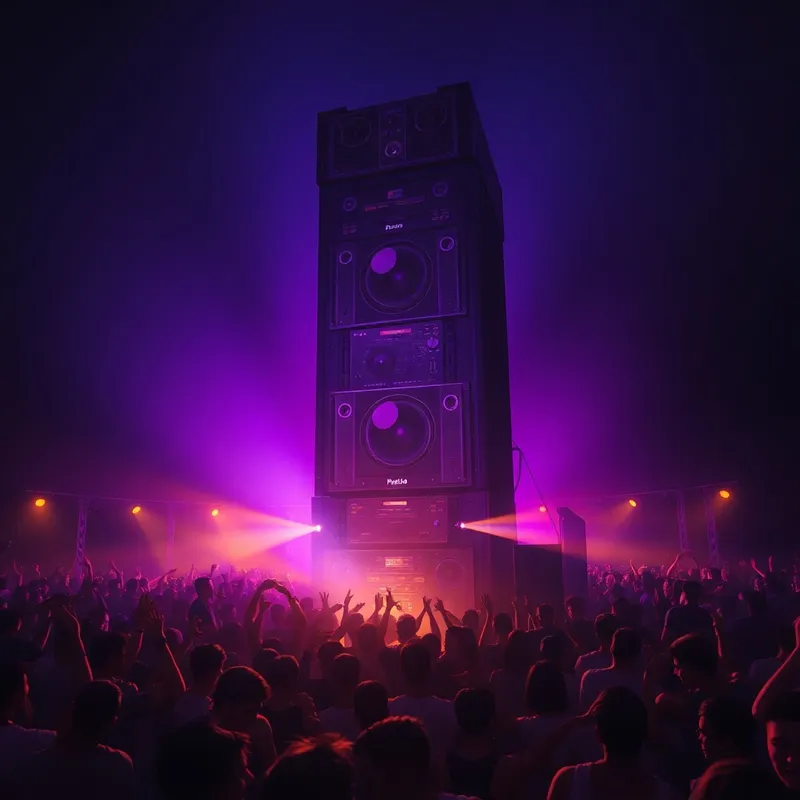 Vibrant Album Cover: Soundsystem & Dance Crowd Vibrant Album Cover: Soundsystem & Dance Crowd