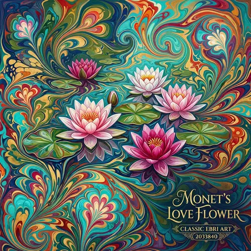 Monet's Love Flower: Classic Ebru Art