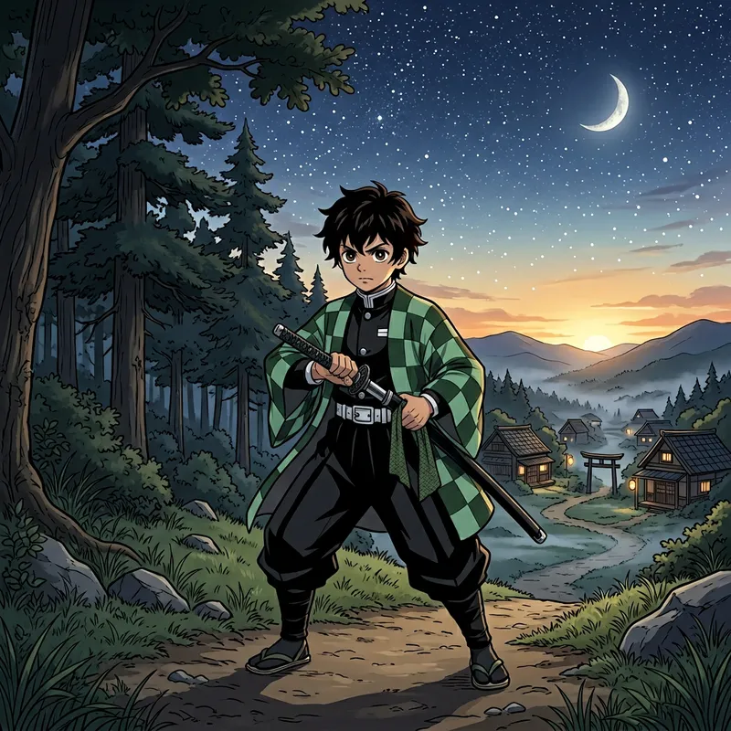 Kimetsu no Yaiba Anime Scene | Young Warrior at Dawn