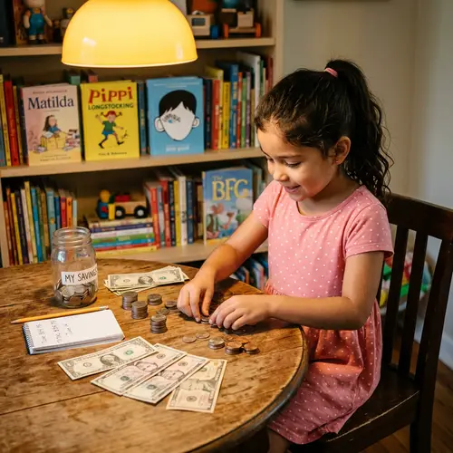 Young Hispanic Girl Counting Money | Financial Learning