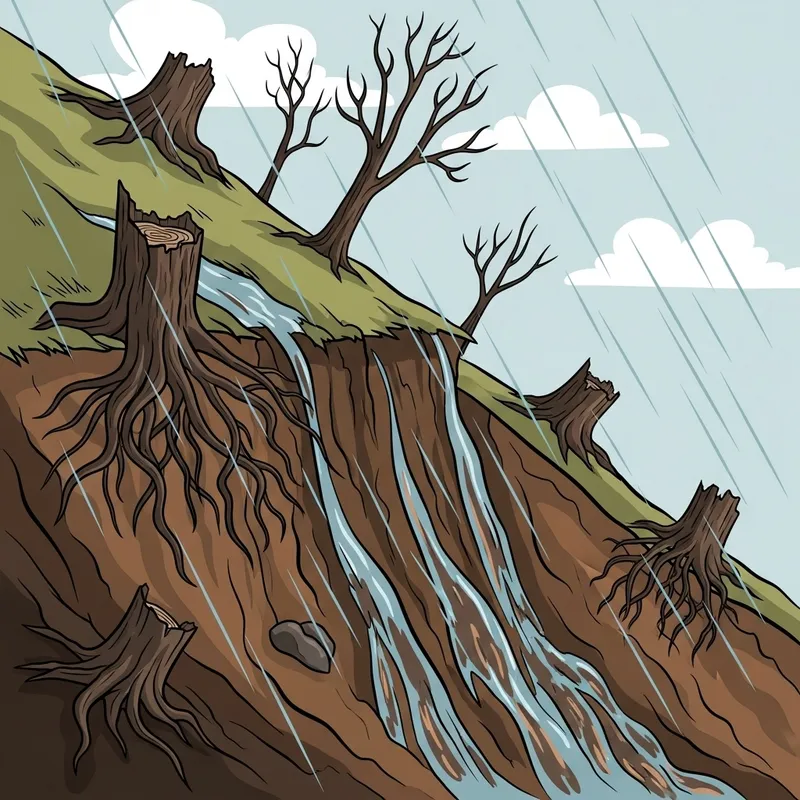 Deforestation Erosion Clipart Illustration