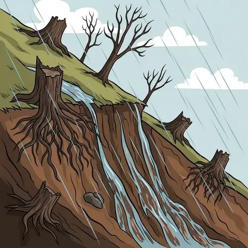Deforestation Erosion Clipart Illustration