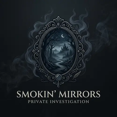 Smokin' Mirrors - Private Investigation Logo | Mystery & Mystique