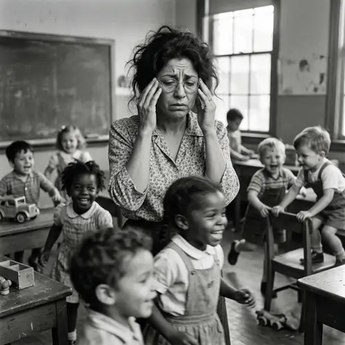 Dynamic Scenes in Early Education Classroom | Stressed Teacher Amid Chaos