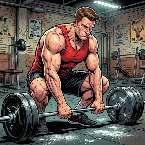 Muscular Bodybuilder Preparing to Lift