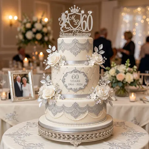 Elegant Diamond Anniversary Three Tier Cake