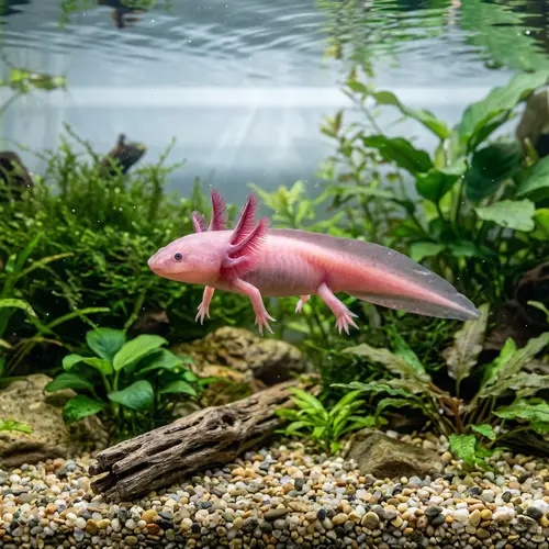Small Axolotl in Fresh Water | Unique Salamander Species