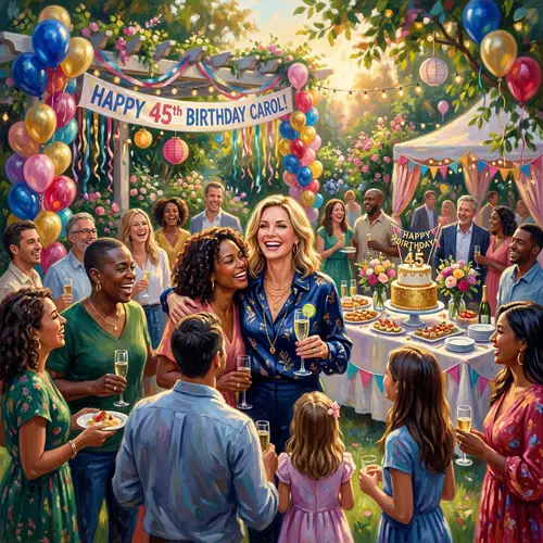 Vibrant 45th Birthday Celebration in Backyard