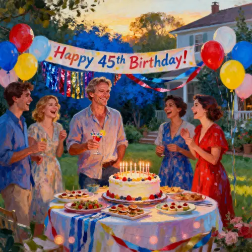 Vibrant 45th Birthday Celebration in Backyard