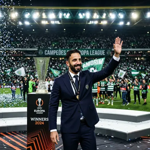 Ruben Amorim with UEFA Europa League Trophy