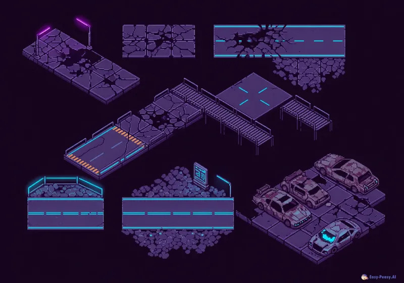 Futuristic Pixel Art Tileset for Isometric Games
