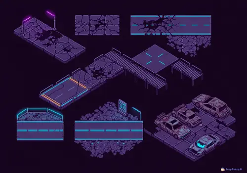 Futuristic Pixel Art Tileset for Isometric Games