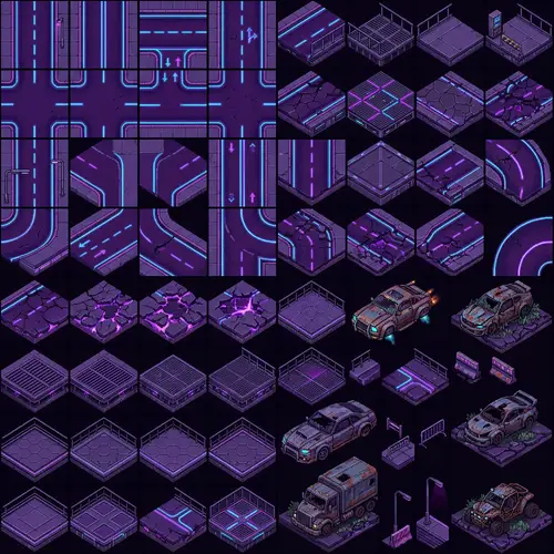Futuristic Pixel Art Tileset for Isometric Games