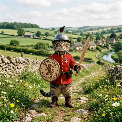 Heroic Cat in Soldier Attire - Playful War Ready