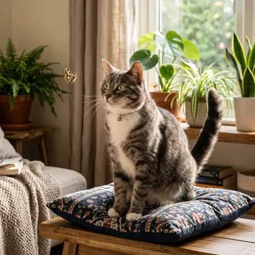 Elegant Domestic Cat Sitting Under the Sunlight