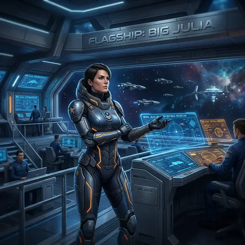 Futuristic Commander on Big Julia Flagship