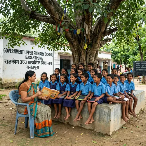 Joyful Rural Classroom in India - Teaching Sanskrit