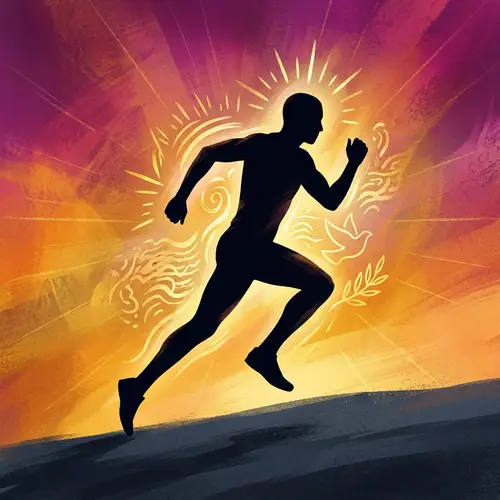 Faithful Believer Running Abstract | Spiritual Devotion Symbolism
