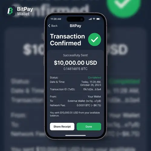 Successful Bitcoin Transaction in Mobile App