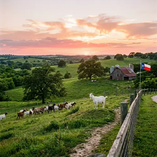 Tranquil Afternoon in Texas Countryside | Sunset, Goats, Oak Trees