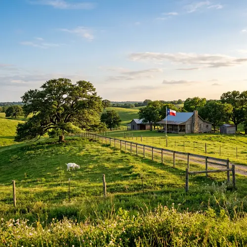 Tranquil 'Hills of Montgomery' Landscape with Lone Grazing Goat
