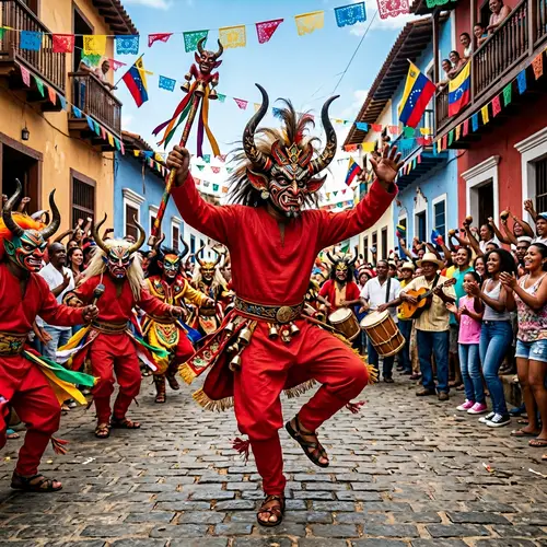 Dancing Devils of Baruta: Vibrant Hispanic Festivity Scene
