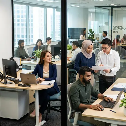 Diverse Team Collaboration in a Modern Office