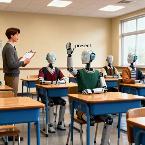 Robots in School: A Futuristic Classroom Scene