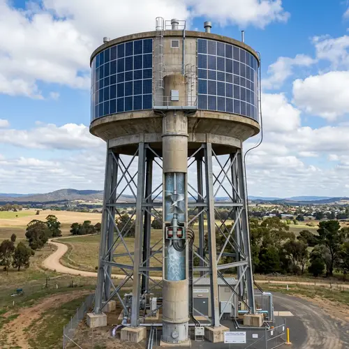 Eco-Friendly Water Tower with Solar Panels