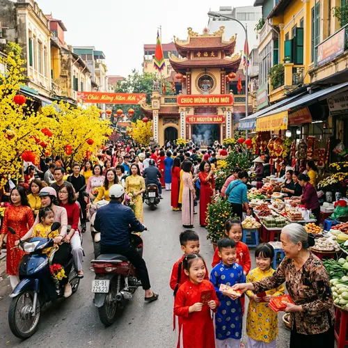 Vietnamese New Year (Tet) Celebrations: Scenes of Joy & Tradition