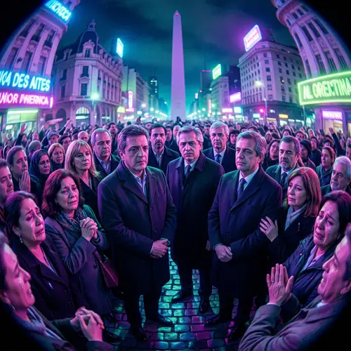 Surreal Argentine Faces in Vibrant Crowd | Fantasy Scene