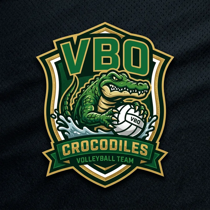 VBO Volleyball Team Logo Design with Crocodile Mascot VBO Volleyball Team Logo Design with Crocodile Mascot