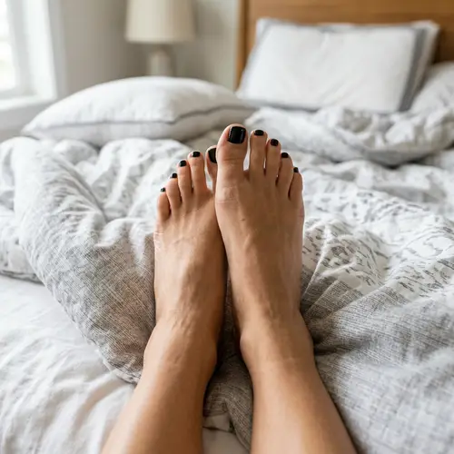 Elegant Women's Feet on Bed - Photo-Realistic Image