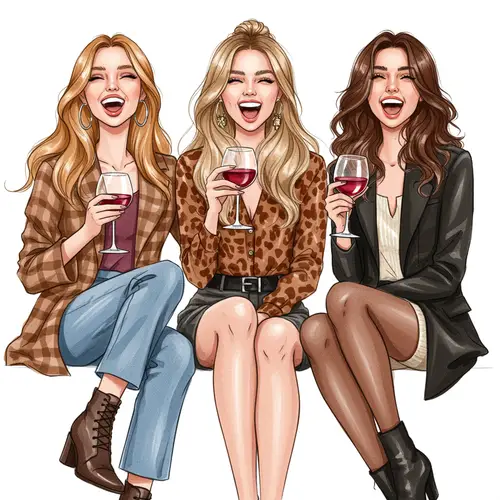 Stylish Besties in Trendy Outfits | Fun Watercolor Art