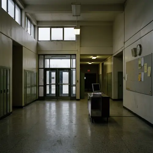 Desolate Educational Building with Spectral Light