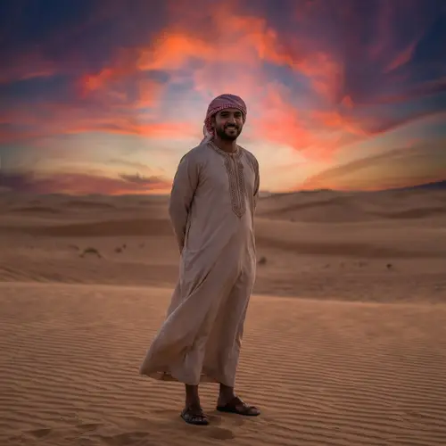 Middle-Eastern Male | Traditional Clothing in Desert at Sunset