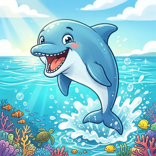 Cartoon-Style Grinning Dolphin