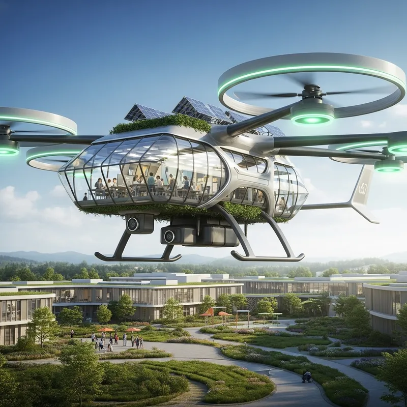 Futuristic Drone School Powered by Green Energy