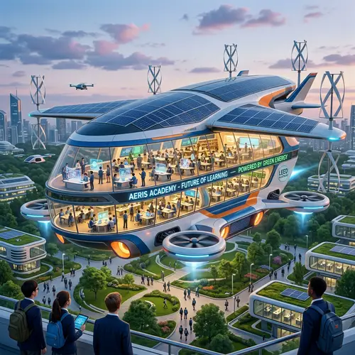 Futuristic Drone School Powered by Green Energy