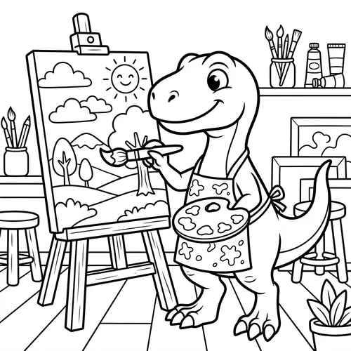 Cartoon Dinosaur Coloring Page for Kids