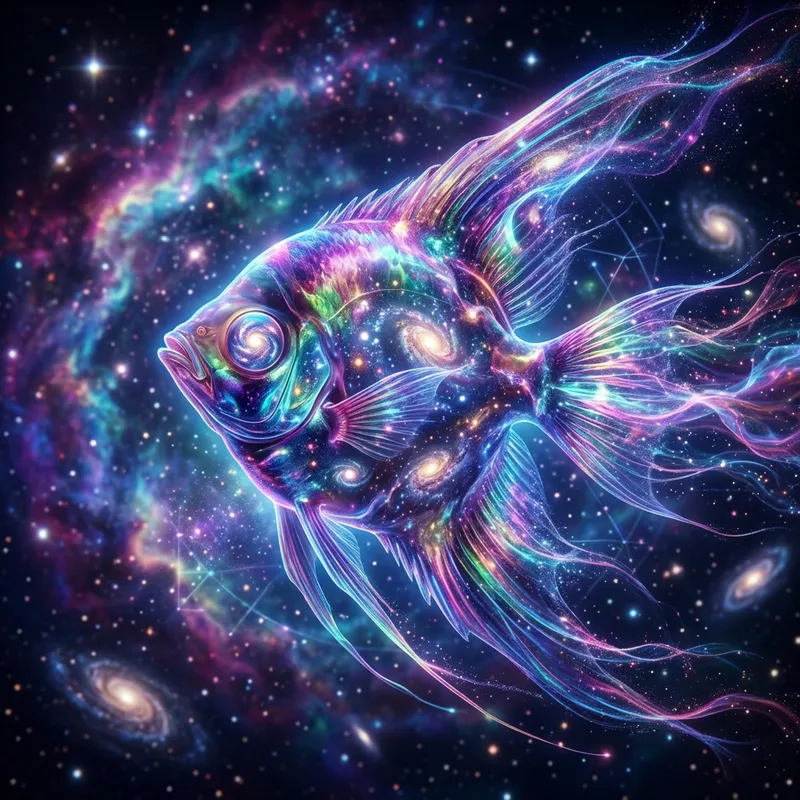 Cosmic Fluorescent Angel Fish: A Vision of Elegance