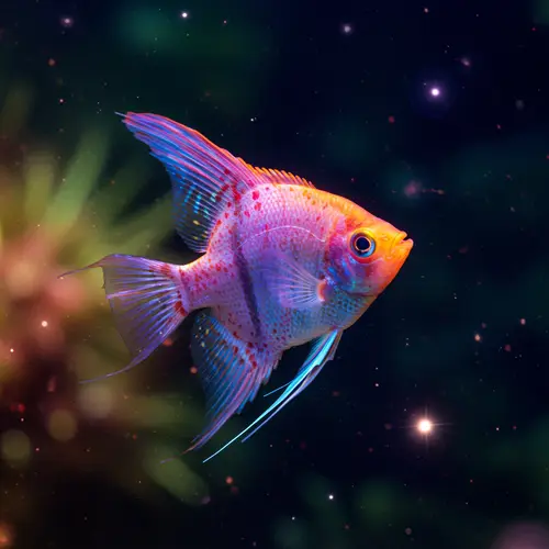 Cosmic Fluorescent Angel Fish: A Vision of Elegance