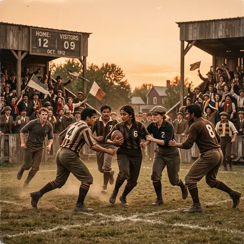 Vintage Sports World - Early 1900s Football Field Diversity