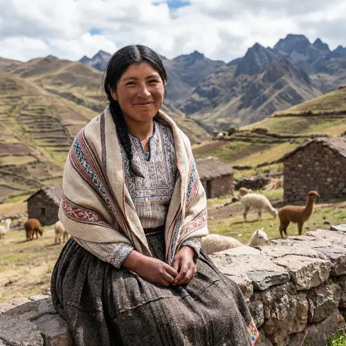 Captivating South American Woman in Traditional Andean Clothing