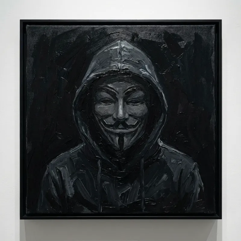 Hooded Man in Hacker Mask Portrait Art