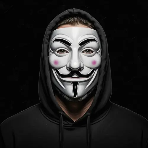 Hooded Man in Hacker Mask Portrait Art