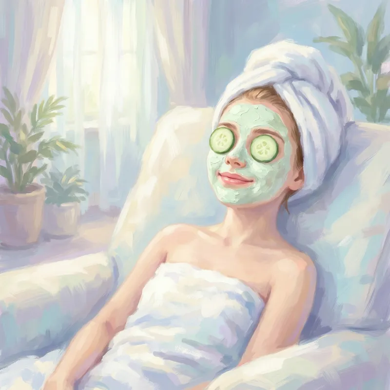 Serene Spa Moments: Young Girl with Face Mask Art