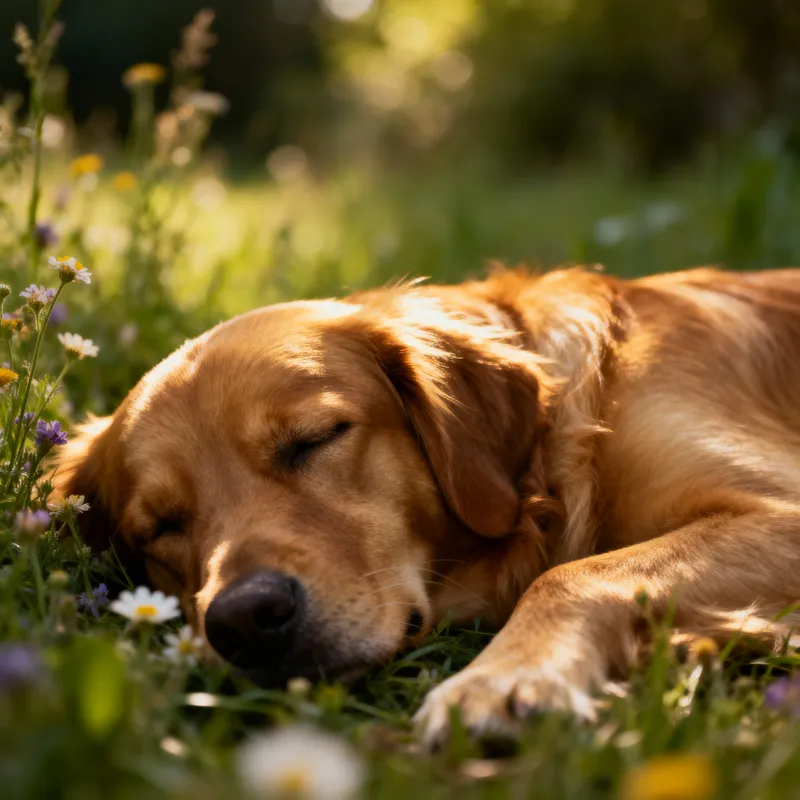 Peaceful Dog in Eternal Rest | Tranquil Nature Scene