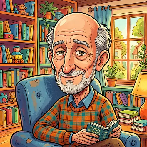 Animated Bald Man with Exaggerated Features | Children's Drawing Style