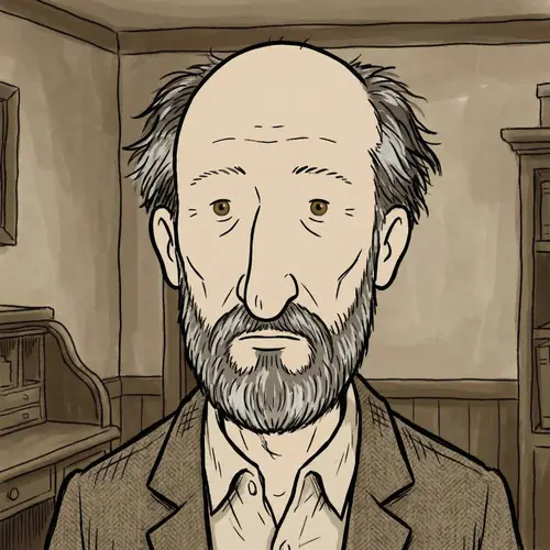 Classic Cartoon Style Portrayal of a Salt-and-Pepper Haired Man